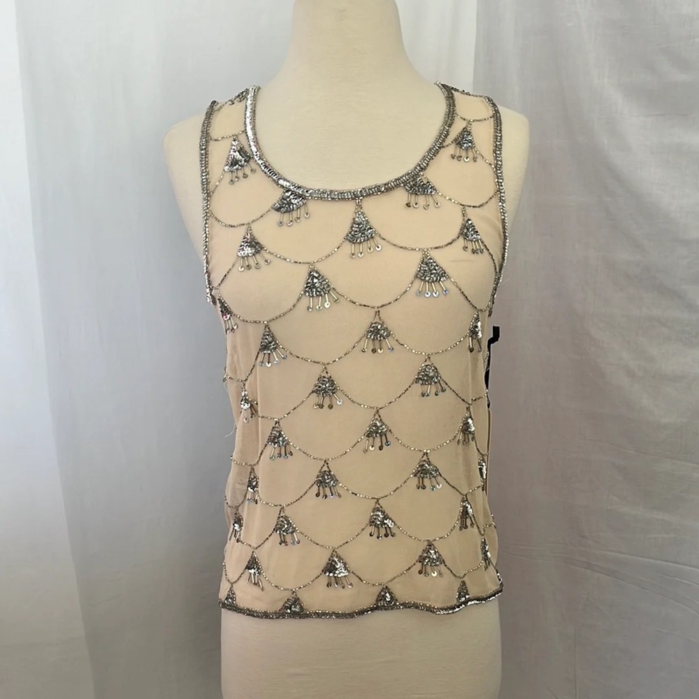 Forever 21 Beige and Silver Sleeveless Blouse